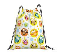 Hnnkloy Lindo estampado de búho animal,Mochila con cordón unisex, bolsa deportiva para gimnasio, mochila informal para el día a día.