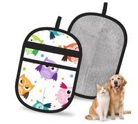 Hnnkloy Lindo Estampado de búho Animal, Paquete de 2 Guantes para Eliminar el Pelo de Mascotas, Guantes de Aseo antiestáticos para Perros y Gatos.