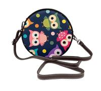 Hnnkloy Lindo estampado de búho con lunares,Bolso de hombro de piel sintética, bolso cruzado redondo - Bolso circular para mujer