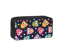 Hnnkloy Lindo Estampado de búho con Lunares,Estuche de lápices de Gran Capacidad, portátil, para bolígrafos, Bolsa de papelería para la Escuela y la Oficina.
