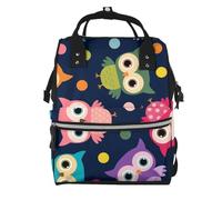 Hnnkloy Lindo estampado de búho con lunares.Mochila de maternidad de gran capacidad, bolso cambiador, mochila de viaje para actividades al aire libre.