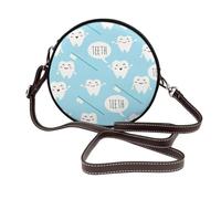 Hnnkloy Lindo estampado de dentista higienista dental en azul,Bolso de hombro de piel sintética, bolso cruzado redondo - Bolso circular para mujer
