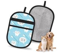 Hnnkloy Lindo Estampado de Dentista higienista Dental en Azul, Paquete de 2 Guantes para Eliminar el Pelo de Mascotas, Guantes de Aseo antiestáticos para Perros y Gatos.