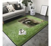 Hnnkloy Lindo Estampado de Mapache a la Moda, Alfombra Grande Antideslizante para Sala de Estar o Dormitorio, 208 x 148 cm.
