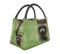 Hnnkloy Lindo estampado de mapache a la moda,Bolsa de almuerzo portátil, bolsa isotérmica, fiambrera duradera, bolsa térmica reutilizable.