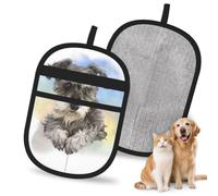 Hnnkloy Lindo Estampado de Mini Schnauzer, Paquete de 2 Guantes para Eliminar el Pelo de Mascotas, Guantes de Aseo antiestáticos para Perros y Gatos.