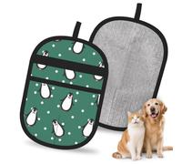 Hnnkloy Lindo Estampado de pingüino, Paquete de 2 Guantes para Eliminar el Pelo de Mascotas, Guantes de Aseo antiestáticos para Perros y Gatos.