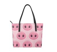 Hnnkloy Lindo hocico de cerdo,Bolso de mano de piel sintética, bolso tote de gran capacidad, bolso de hombro para mujer, ideal para el trabajo y los viajes.