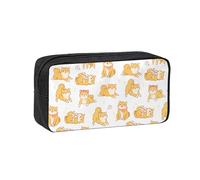 Hnnkloy Lindo patrón de Perros Shiba Inu,Estuche de lápices de Gran Capacidad, portátil, para bolígrafos, Bolsa de papelería para la Escuela y la Oficina.