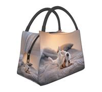Hnnkloy Lindo perrito Jack Russell Terrier,Bolsa de almuerzo portátil, bolsa isotérmica, fiambrera duradera, bolsa térmica reutilizable.