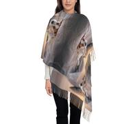 Hnnkloy Lindo perrito Jack Russell Terrier,Bufanda grande de cachemira sintética para mujer, chal ligero con borlas, 197 x 72 cm