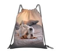 Hnnkloy Lindo perrito Jack Russell Terrier,Mochila con cordón unisex, bolsa deportiva para gimnasio, mochila informal para el día a día.