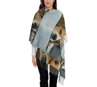 Hnnkloy Lindo perro beagle tumbado en el suelo,Bufanda grande de cachemira sintética para mujer, chal ligero con borlas, 197 x 72 cm