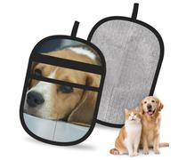 Hnnkloy Lindo Perro Beagle Tumbado en el Suelo, Paquete de 2 Guantes para Eliminar el Pelo de Mascotas, Guantes de Aseo antiestáticos para Perros y Gatos.