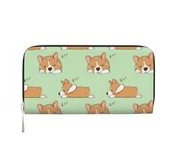 Hnnkloy Lindo Perro Corgi,Carteras de Cuero PU de Gran Capacidad para Hombres y Mujeres.