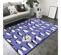 Hnnkloy Lindo pingüino Morado, Alfombra Grande Antideslizante para Sala de Estar o Dormitorio, 208 x 148 cm.