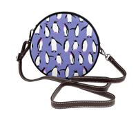 Hnnkloy Lindo pingüino morado,Bolso de hombro de piel sintética, bolso cruzado redondo - Bolso circular para mujer