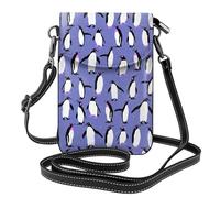 Hnnkloy Lindo pingüino morado,Bolsos para celular para mujer, bolsos pequeños cruzados - Cartera para celular de cuero sintético con ranuras para tarjetas de crédito