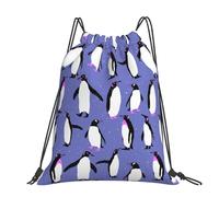 Hnnkloy Lindo pingüino morado,Mochila con cordón unisex, bolsa deportiva para gimnasio, mochila informal para el día a día.