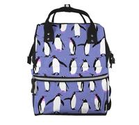 Hnnkloy Lindo pingüino morado.Mochila de maternidad de gran capacidad, bolso cambiador, mochila de viaje para actividades al aire libre.