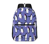 Hnnkloy Lindo pingüino morado,Mochila informal de 17 pulgadas con bolsillos, resistente al agua, para la escuela.