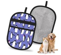 Hnnkloy Lindo pingüino Morado, Paquete de 2 Guantes para Eliminar el Pelo de Mascotas, Guantes de Aseo antiestáticos para Perros y Gatos.