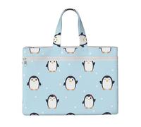 Hnnkloy Lindo pingüino y nieve impreso,Bolsa de lona para documentos con cremallera, bolso de mano, maletín para la escuela y la oficina.