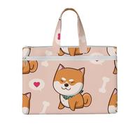 Hnnkloy Lindo Shiba Inu Kawaii,Bolsa de lona para documentos con cremallera, bolso de mano, maletín para la escuela y la oficina.