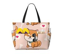 Hnnkloy Lindo Shiba Inu Kawaii,Bolso de playa de gran capacidad, bolso de hombro de viaje para mujer, bolso de mano impermeable.