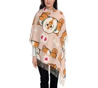 Hnnkloy Lindo Shiba Inu Kawaii,Bufanda grande de cachemira sintética para mujer, chal ligero con borlas, 197 x 72 cm