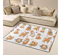 Hnnkloy Lindo Shiba Inu y Divertido patrón de Perro, Alfombra Grande Antideslizante para Sala de Estar o Dormitorio, 160 x 120 cm.