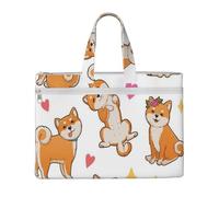 Hnnkloy Lindo Shiba Inu y divertido patrón de perro,Bolsa de lona para documentos con cremallera, bolso de mano, maletín para la escuela y la oficina.
