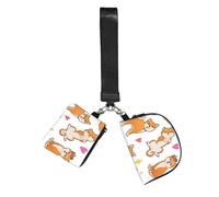 Hnnkloy Lindo Shiba Inu y divertido patrón de perro,Bolso de muñeca para deportes al aire libre, monedero portátil, cartera de muñeca con llavero desmontable
