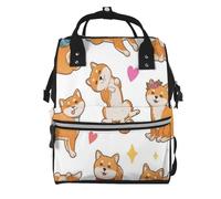 Hnnkloy Lindo Shiba Inu y divertido patrón de perro.Mochila de maternidad de gran capacidad, bolso cambiador, mochila de viaje para actividades al aire libre.