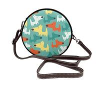 Hnnkloy Lindo y divertido perrito de dibujos animados,Bolso de hombro de piel sintética, bolso cruzado redondo - Bolso circular para mujer