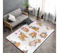 Hnnkloy Lindo y Divertido Shiba Inu, Alfombra Grande Antideslizante para Sala de Estar o Dormitorio, 150 x 100 cm.