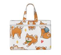Hnnkloy Lindo y divertido Shiba Inu,Bolsa de lona para documentos con cremallera, bolso de mano, maletín para la escuela y la oficina.