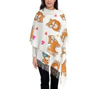 Hnnkloy Lindo y divertido Shiba Inu,Bufanda grande de cachemira sintética para mujer, chal ligero con borlas, 197 x 72 cm