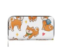 Hnnkloy Lindo y Divertido Shiba Inu,Carteras de Cuero PU de Gran Capacidad para Hombres y Mujeres.