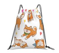 Hnnkloy Lindo y divertido Shiba Inu,Mochila con cordón unisex, bolsa deportiva para gimnasio, mochila informal para el día a día.