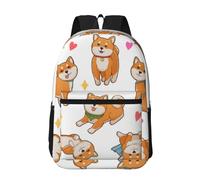 Hnnkloy Lindo y divertido Shiba Inu,Mochila informal de 17 pulgadas con bolsillos, resistente al agua, para la escuela.