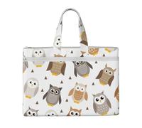 Hnnkloy Lindos búhos de dibujos animados,Bolsa de lona para documentos con cremallera, bolso de mano, maletín para la escuela y la oficina.