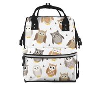 Hnnkloy Lindos búhos de dibujos animados.Mochila de maternidad de gran capacidad, bolso cambiador, mochila de viaje para actividades al aire libre.