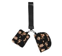 Hnnkloy Lindos búhos marrones de dibujos animados,Bolso de muñeca para deportes al aire libre, monedero portátil, cartera de muñeca con llavero desmontable