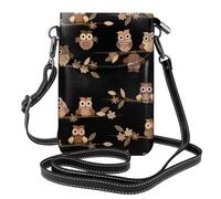 Hnnkloy Lindos búhos marrones de dibujos animados,Bolsos para celular para mujer, bolsos pequeños cruzados - Cartera para celular de cuero sintético con ranuras para tarjetas de crédito