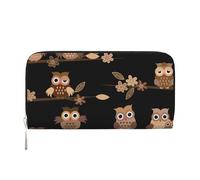 Hnnkloy Lindos búhos Marrones de Dibujos Animados,Carteras de Cuero PU de Gran Capacidad para Hombres y Mujeres.