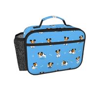 Hnnkloy Lindos perros Jack Russell Terrier con patrón de huesos,Bolsa de almuerzo portátil, fiambrera resistente, bolsa isotérmica reutilizable