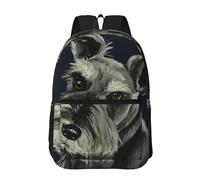 Hnnkloy Lindos perros Schnauzer pintados al óleo de colores,Mochila informal de 17 pulgadas con bolsillos, resistente al agua, para la escuela.