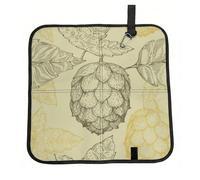 Hnnkloy Línea Vintage Retro de Cerveza, lúpulo, Cono, Hojas,Esterilla Plegable para Asiento Alfombrilla de Tela Oxford, cojín portátil para Acampar y Viajar al Aire Libre.