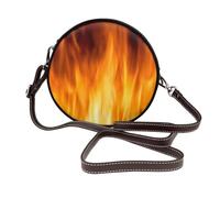 Hnnkloy Llama de fuego colorida,Bolso de hombro de piel sintética, bolso cruzado redondo - Bolso circular para mujer